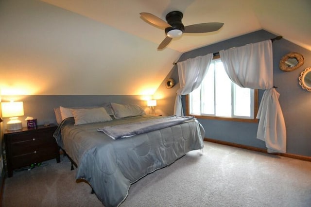 10432 W Manor Park Dr, West Allis, WI 53227 - carpeted bedroom with lofted ceiling, baseboards, and ceiling fan