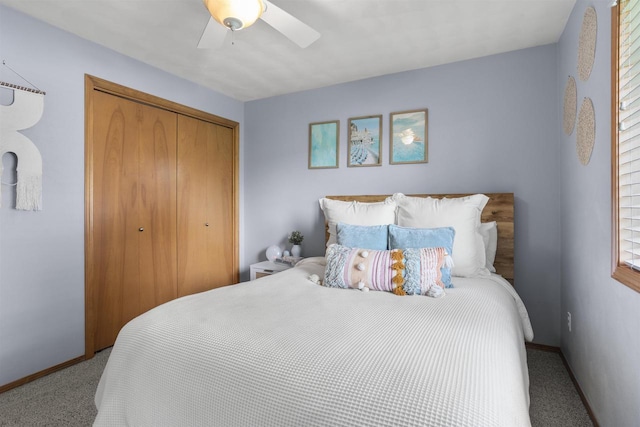 W5841 Easter Lily Dr, Appleton, WI 54915 - carpeted bedroom with a closet, baseboards, and a ceiling fan