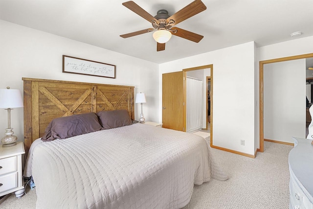 665 N Prairie Rd, Fond Du Lac, WI 54935 - bedroom featuring light colored carpet, baseboards, and ceiling fan