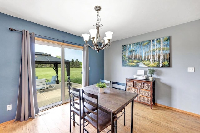 3687 Foxwoods Ln, Abrams, WI 54101 - dining room featuring a chandelier, light wood-style floors, and baseboards