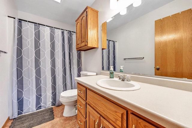 3687 Foxwoods Ln, Abrams, WI 54101 - bathroom featuring vanity, toilet, tile patterned flooring, and a shower with curtain