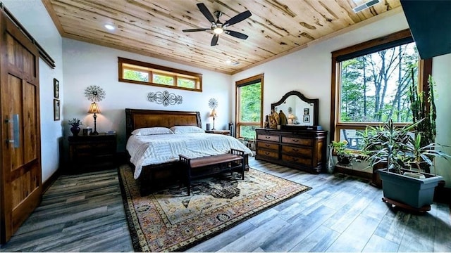 N528 Park Dr, New Auburn, WI 54757 - bedroom with wood ceiling, wood finished floors, crown molding, and recessed lighting