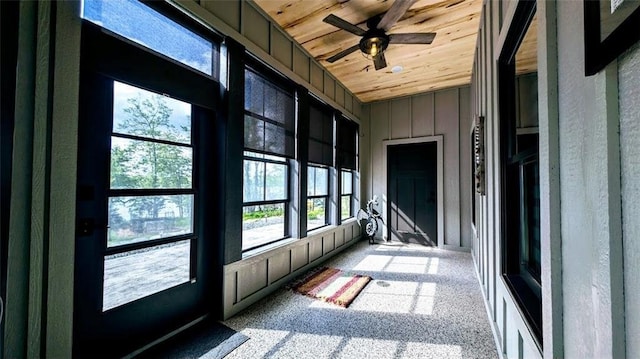 N528 Park Dr, New Auburn, WI 54757 - unfurnished sunroom featuring a ceiling fan