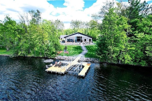 N528 Park Dr, New Auburn, WI 54757 - dock with a water view and a lawn