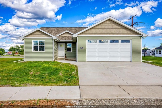 1732 Patriot Way, Neenah, WI 54956 - view of front facade with a front yard, a garage, concrete driveway, and roof with shingles