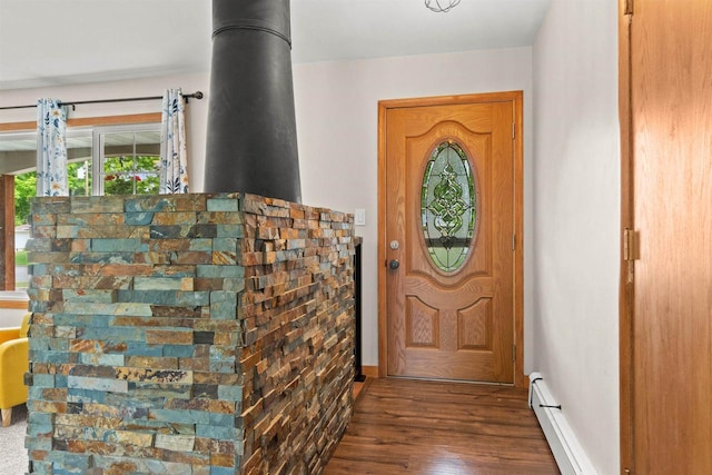 1651 4th St, Port Edwards, WI 54469 - entryway with wood finished floors, baseboard heating, and baseboards