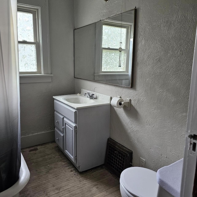 1048 W Wisconsin St, Portage, WI 53901 - bathroom featuring wood finished floors, vanity, and toilet