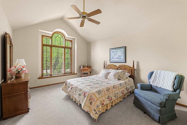 705 Red Fox, Fond Du Lac, WI 54937 - bedroom with carpet floors, baseboards, vaulted ceiling, and a ceiling fan