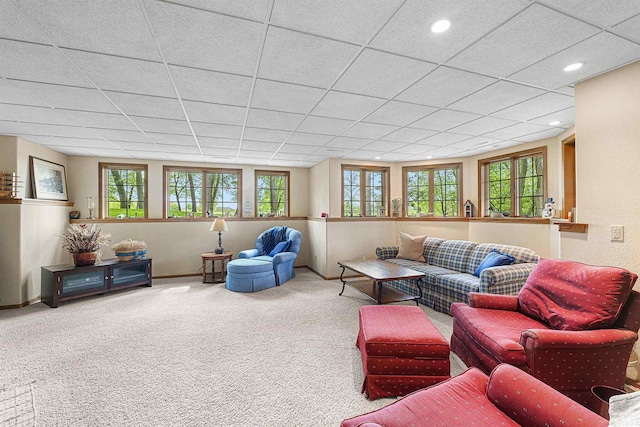 705 Red Fox, Fond Du Lac, WI 54937 - carpeted living room featuring baseboards, plenty of natural light, a drop ceiling, and recessed lighting