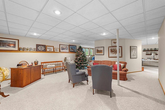 705 Red Fox, Fond Du Lac, WI 54937 - living area featuring a drop ceiling, carpet, recessed lighting, and baseboards