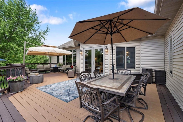7197 Welford Pl, Sun Prairie, WI 53590 - deck with an outdoor living space, french doors, and outdoor dining area