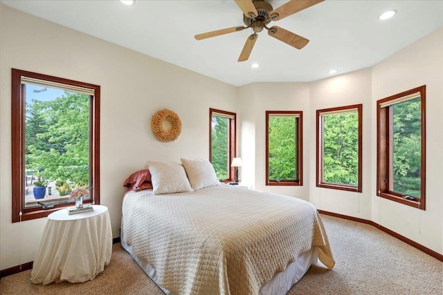 7197 Welford Pl, Sun Prairie, WI 53590 - bedroom with baseboards, carpet floors, recessed lighting, and a ceiling fan