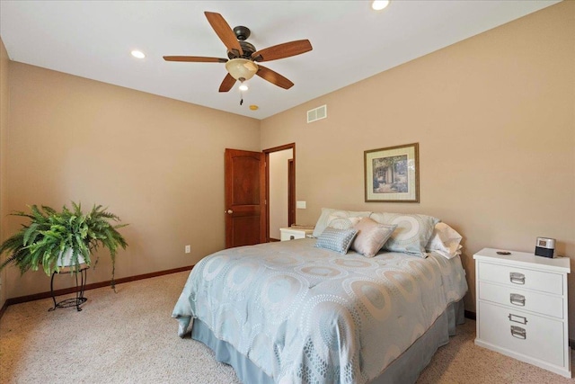 7197 Welford Pl, Sun Prairie, WI 53590 - bedroom featuring light carpet, baseboards, recessed lighting, and a ceiling fan