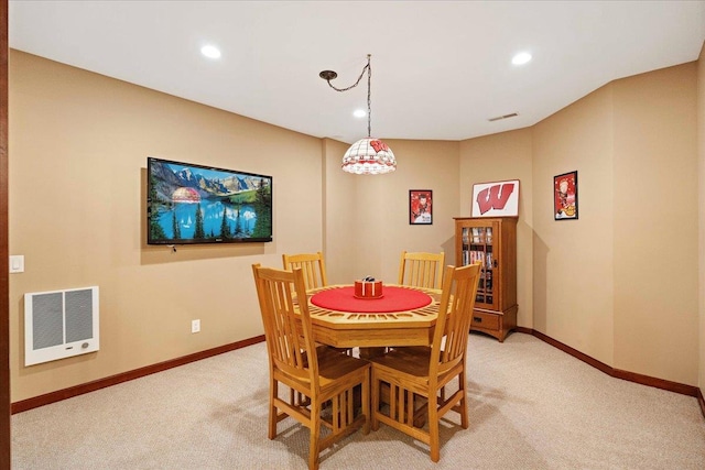 7197 Welford Pl, Sun Prairie, WI 53590 - dining space with light colored carpet, recessed lighting, baseboards, and heating unit