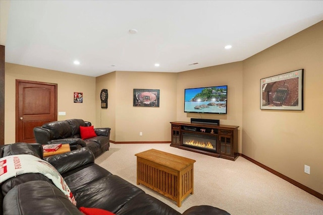 7197 Welford Pl, Sun Prairie, WI 53590 - living area with baseboards, light colored carpet, and recessed lighting