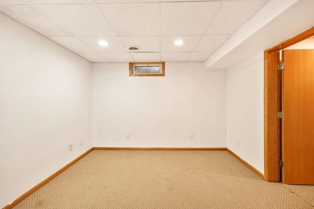 109 Cherry St, Edgerton, WI 53534 - finished basement with light carpet, recessed lighting, a drop ceiling, and baseboards