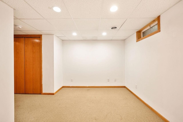 109 Cherry St, Edgerton, WI 53534 - finished basement with carpet flooring, recessed lighting, baseboards, and a paneled ceiling