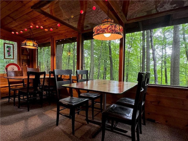 16199 W Musky Point Dr, Stone Lake, WI 54843 - dining space featuring carpet flooring