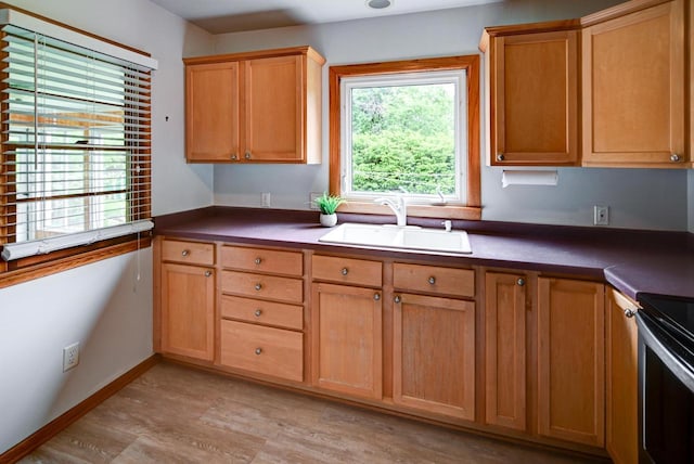 613 Anthony Ln, Madison, WI 53711 - kitchen with a sink, light wood finished floors, and electric range