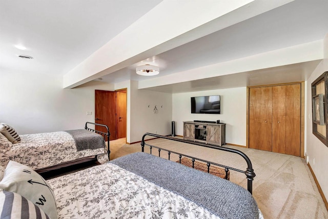 8373 Serenity Ln, Pulaski, WI 54162 - bedroom featuring light colored carpet, a closet, and baseboards
