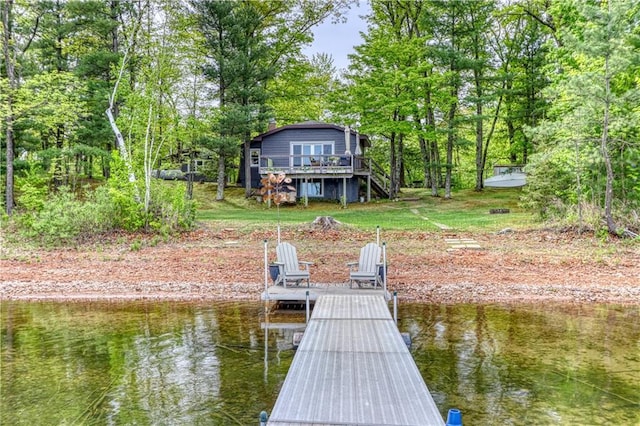 N5757 Division Ave, Stone Lake, WI 54876 - dock featuring stairway and a deck with water view