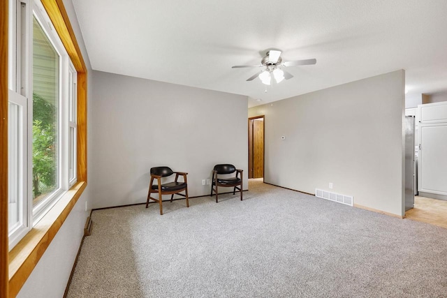 530 Dapin Rd, Madison, WI 53704 - living area featuring ceiling fan and light carpet