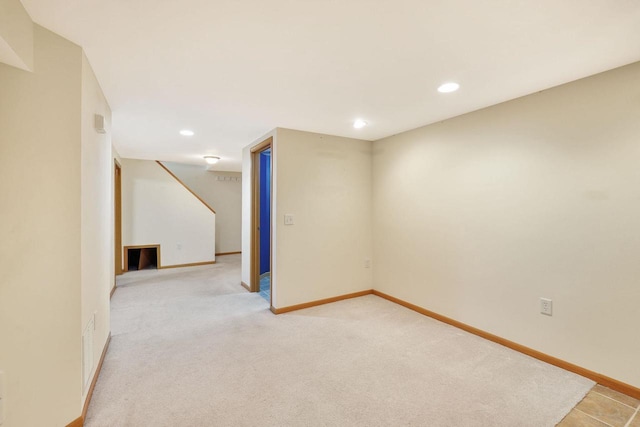 530 Dapin Rd, Madison, WI 53704 - finished basement featuring recessed lighting, stairway, and light carpet