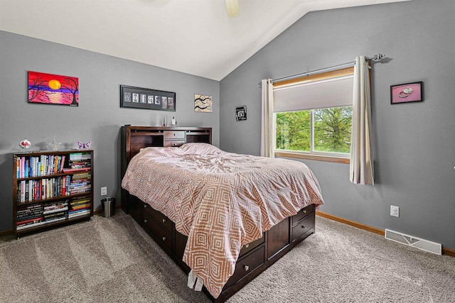 W7009 Crestwood Ln, Fond Du Lac, WI 54937 - bedroom with lofted ceiling, carpet flooring, baseboards, and ceiling fan