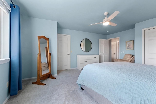 1243 Pond View Cir, De Pere, WI 54115 - bedroom featuring light colored carpet, baseboards, and a ceiling fan
