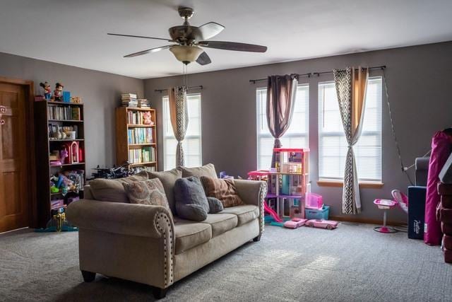 516 Prairie Point Dr, Poplar Grove, IL 61065 - living room featuring carpet and ceiling fan