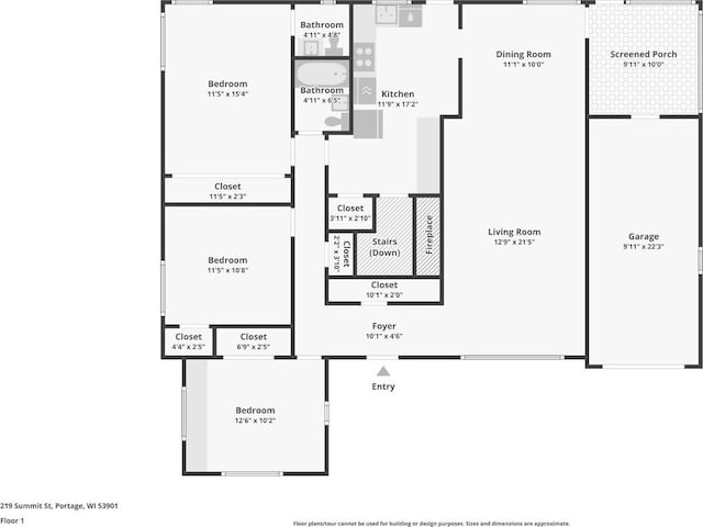 219 Summit St, Portage, WI 53901 - room layout