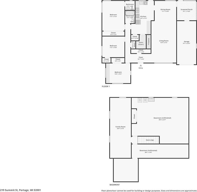 219 Summit St, Portage, WI 53901 - room layout