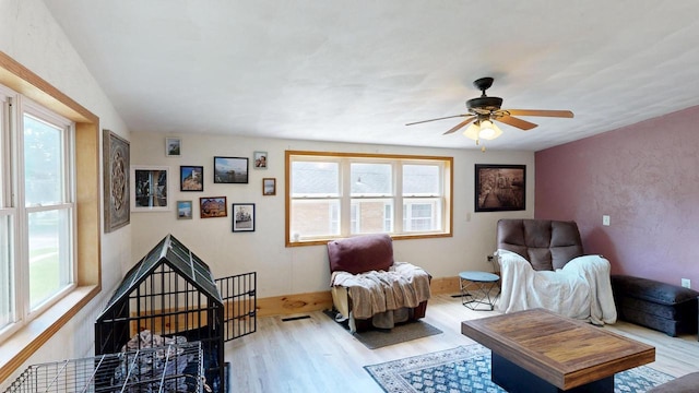 605 Monroe St, Fort Atkinson, WI 53538 - living area with wood finished floors and a ceiling fan