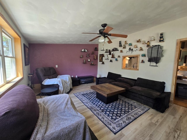 605 Monroe St, Fort Atkinson, WI 53538 - living area with wood finished floors and a ceiling fan