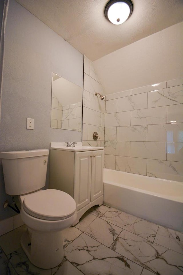 116 E Concordia Ave, Milwaukee, WI 53212 - bathroom with toilet, marble look tile flooring, vanity, and shower / bathtub combination