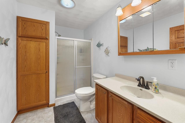 W9555 Zimmerman Dr, Beaver Dam, WI 53916 - bathroom with vanity, a shower stall, and toilet