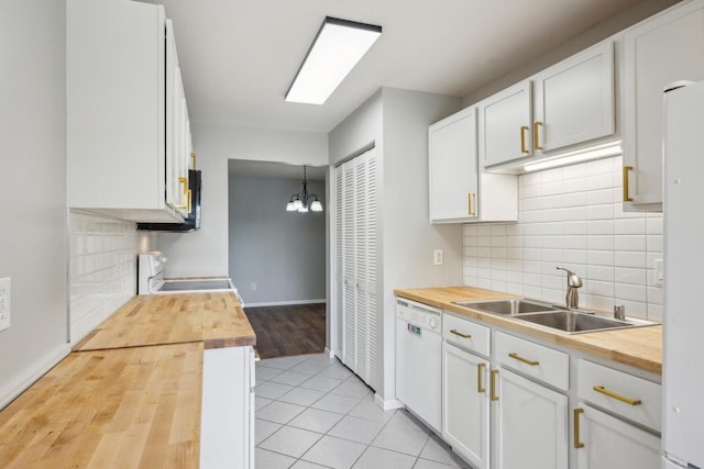 1402 Wheeler Rd Unit A, Madison, WI 53704 - kitchen with wood counters, white appliances, and a sink