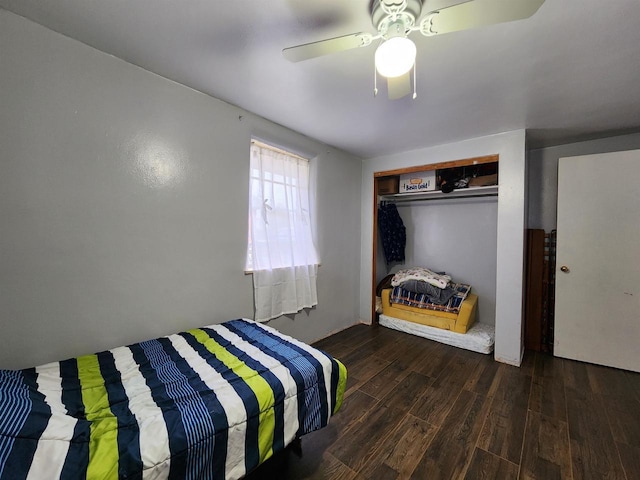 1130 10th St S, Wisconsin Rapids, WI 54494 - bedroom with wood finished floors, a closet, and ceiling fan