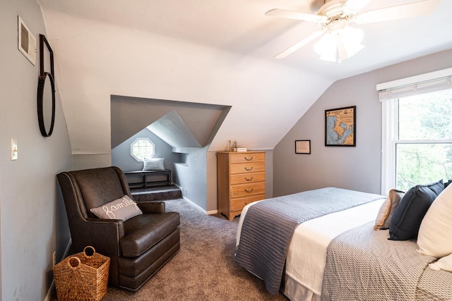 640 Crystal Ln, Elm Grove, WI 53122 - carpeted bedroom featuring vaulted ceiling and ceiling fan