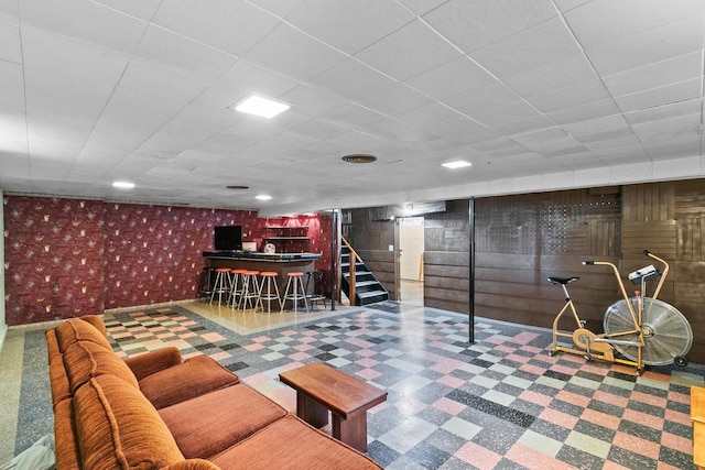 404 W Albert St, Portage, WI 53901 - playroom featuring tile patterned floors and bar area