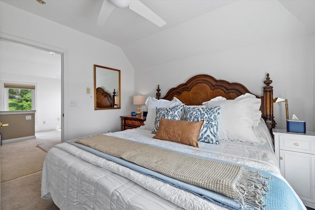N26W30255 Maple Ave, Pewaukee, WI 53072 - carpeted bedroom featuring vaulted ceiling, ceiling fan, and baseboards