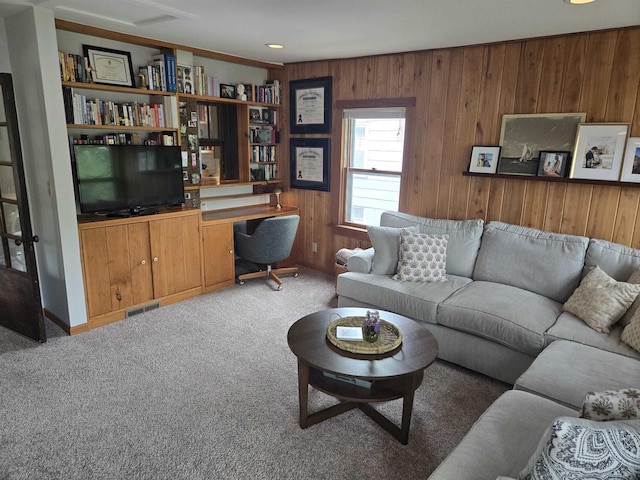 3609 Gregory St, Madison, WI 53711 - carpeted living room featuring wood walls