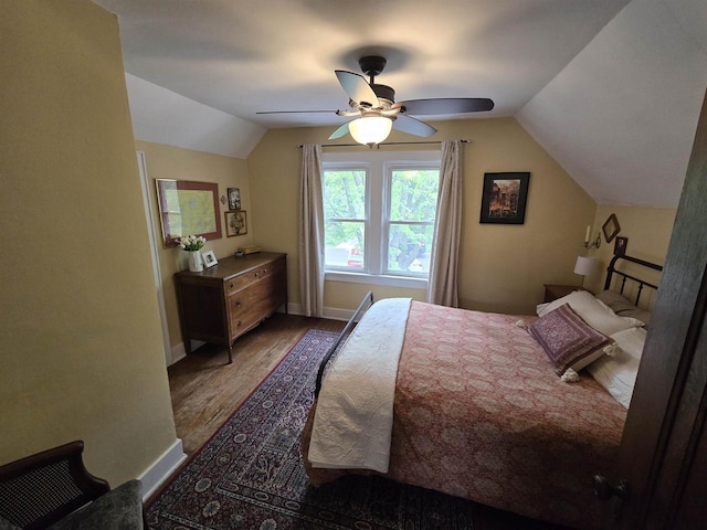 3609 Gregory St, Madison, WI 53711 - bedroom with vaulted ceiling, wood finished floors, baseboards, and ceiling fan