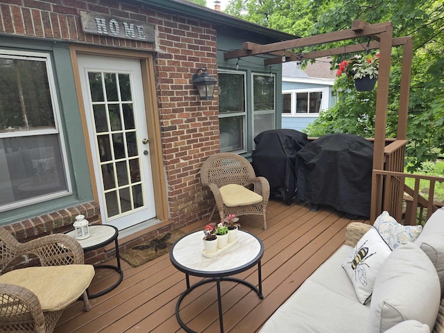 3609 Gregory St, Madison, WI 53711 - wooden terrace featuring a grill and outdoor lounge area