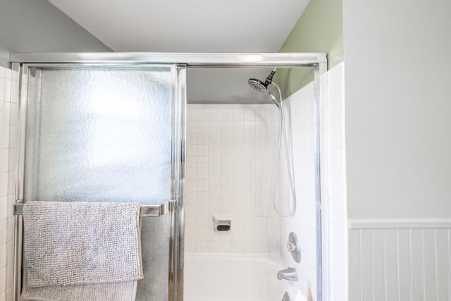 12105 W Shawnee Pass, Mequon, WI 53097 - full bathroom featuring bath / shower combo with glass door