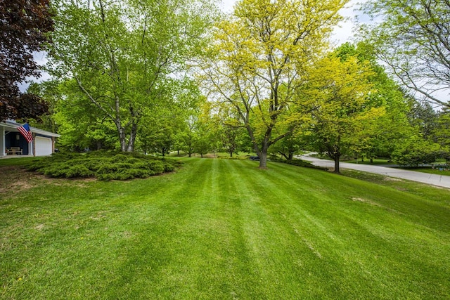 12105 W Shawnee Pass, Mequon, WI 53097 - view of green lawn with a garage
