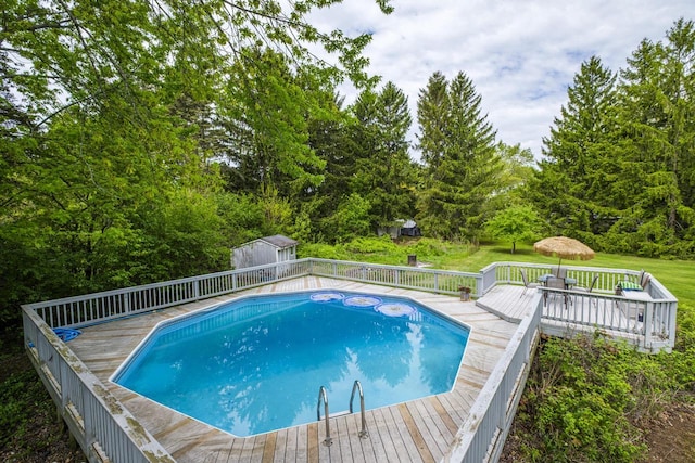 12105 W Shawnee Pass, Mequon, WI 53097 - swimming pool featuring a wooden deck
