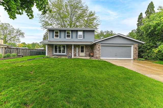 7538 S 74th St, Franklin, WI 53132 - traditional-style house featuring concrete driveway, a garage, brick siding, and a porch