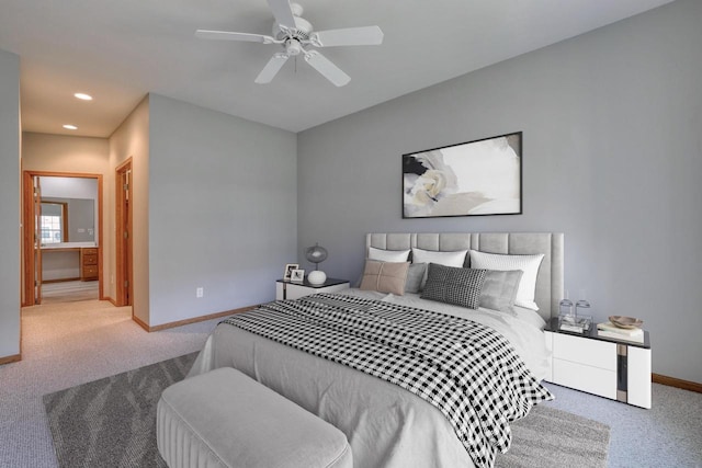 W159N4872 Graysland Dr, Menomonee Falls, WI 53051 - carpeted bedroom featuring baseboards, recessed lighting, and ceiling fan