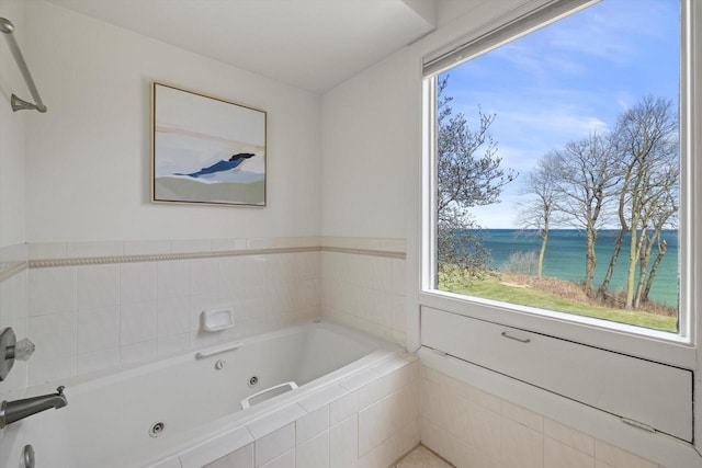 4696 N Lake Dr, Whitefish Bay, WI 53211 - full bath featuring a jetted tub and a water view